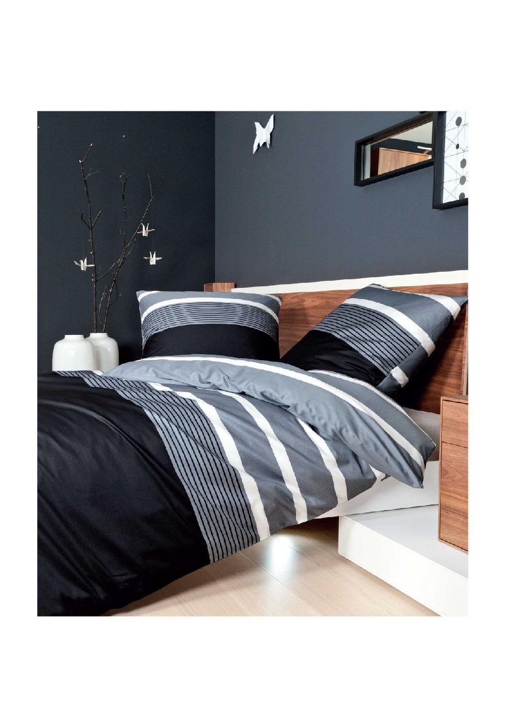Janine® Bettwäsche 2 teilig - Mako-Satin Baumwolle gestreift Black Friday Preise