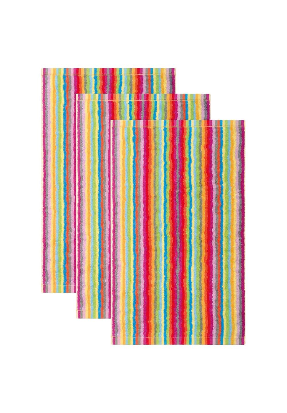 Cawö Gästetuch 3er Pack - C Life Style multicolor gestreift 30x50 cm Walkfrottier