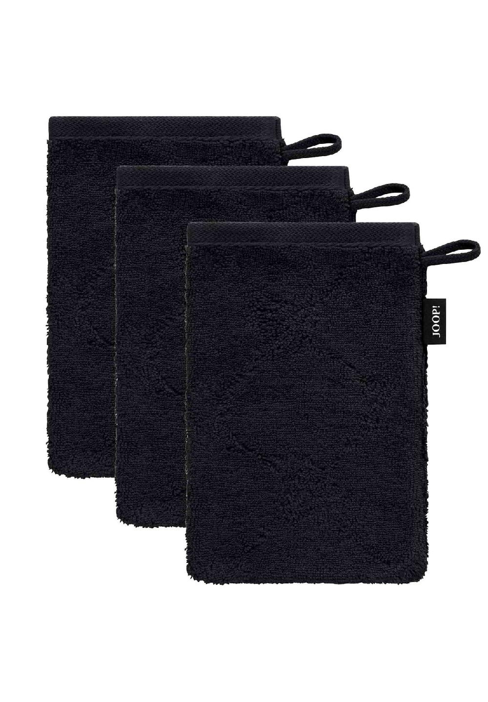JOOP Waschlappen 3er Pack - Waschhandschuh Doubleface 16x22cm Walkfrottier