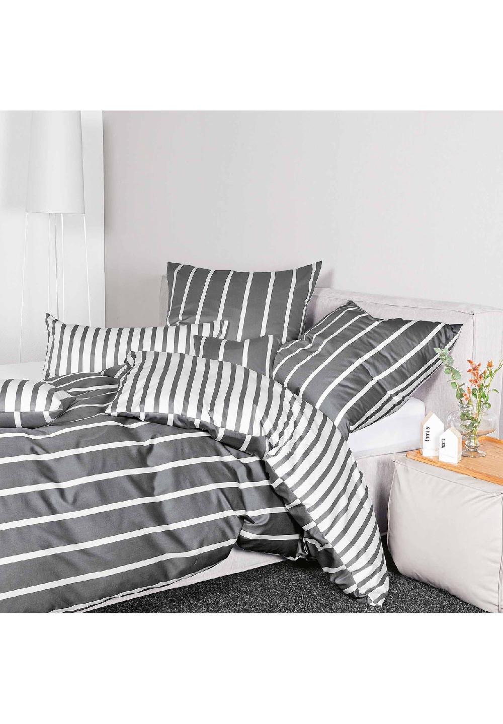 Janine® Bettwäsche 2 teilig - Modern Classics Mako-Satin Baumwolle mercerisiert Wendebett Streifen Große Rabatte