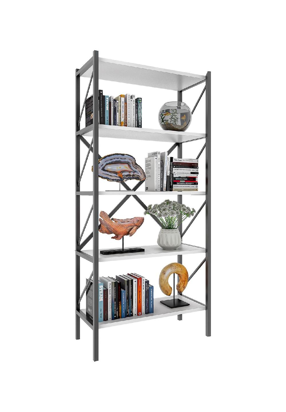 VCM. Holz Metall Aufbewahrung Stand Regal Bücherregal Deko Bücher Standregal Insasi 5
