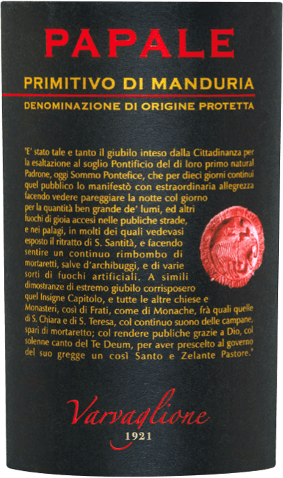 vinello Papale Primitivo di Manduria DOP - Varvaglione Weihnachtsangebot