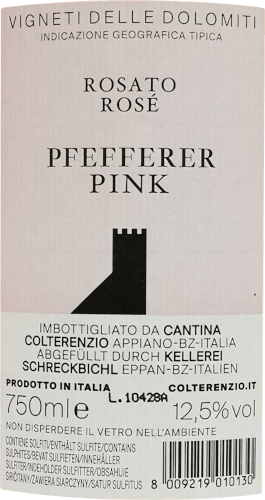vinello Pfefferer Pink Vigneti delle Dolomiti IGT - Kellerei Schreckbichl Vierteljährliche Förderung