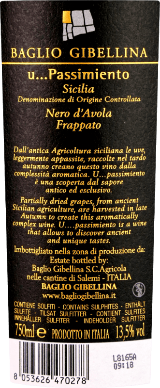 vinello U Passimiento DOC - Baglio Gibellina Letzte 3 Tage