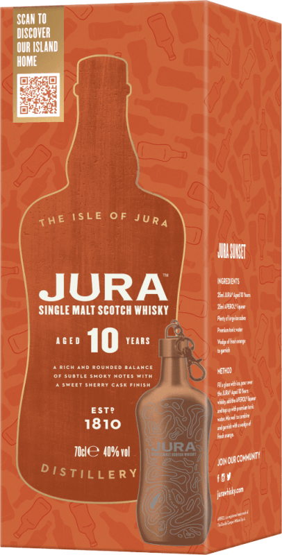 vinello Jura Single Malt Scotch Whisky 10 Years Hip Flask in GP - Jura