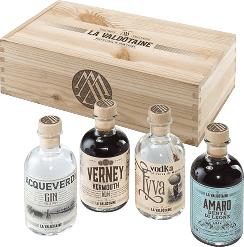 vinello Sampling Box Gin Vermouth Vodka Amaro 4 x 0 2l - La Valdôtaine Kostenloser Versand international