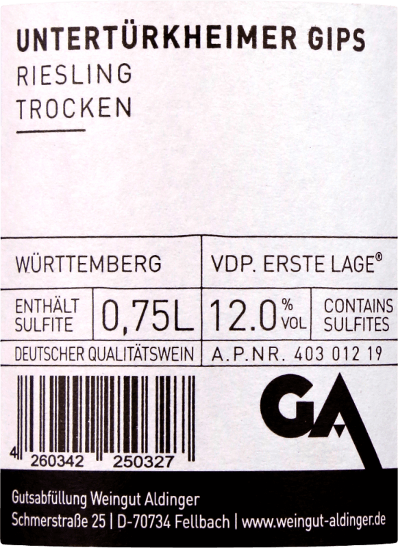 vinello Untertürkheimer Gips Riesling trocken - Aldinger Meist gekauft