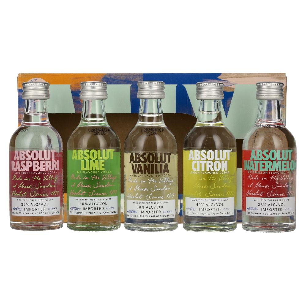 delicando Absolut Vodka FLAVORED FIVE Miniature Set 38 8% Vol. 5x0 05l