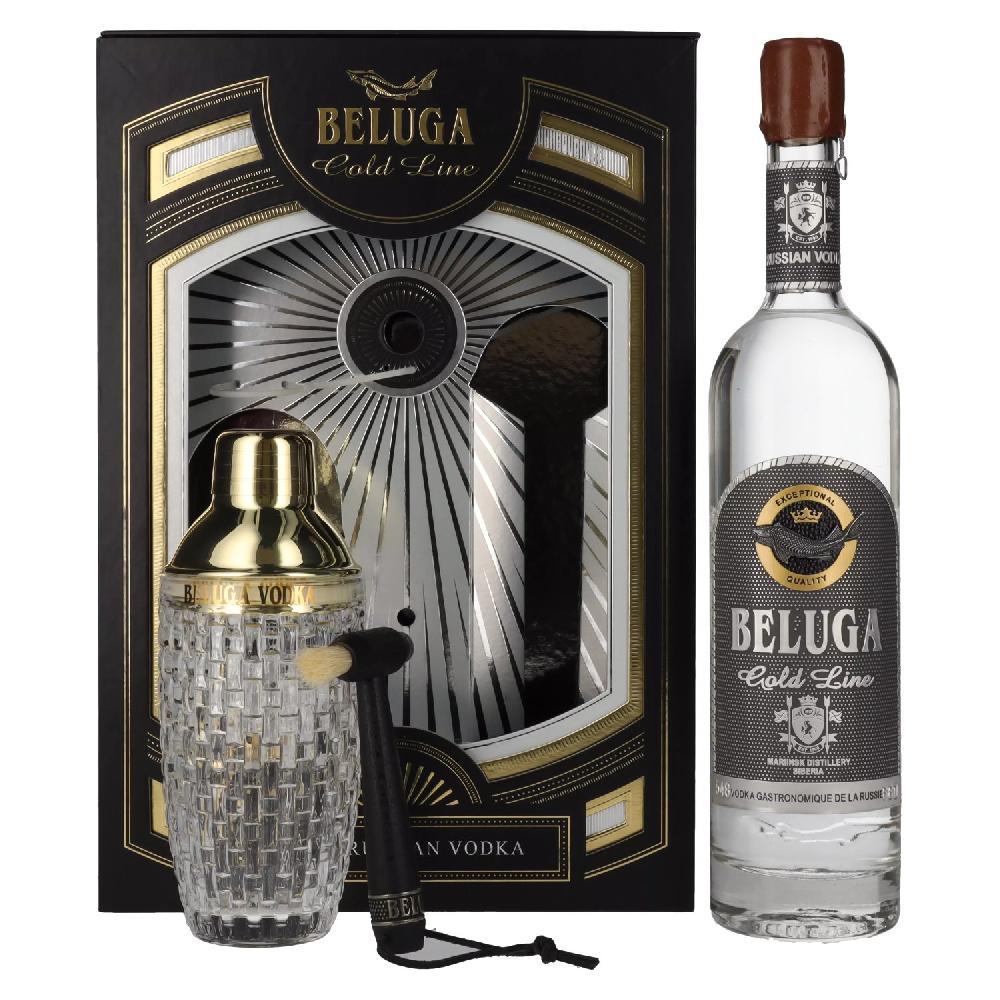 delicando Beluga Gold Line Noble Russian Vodka 40% Vol. 0 7l in Geschenkbox mit Pinsel und Shaker