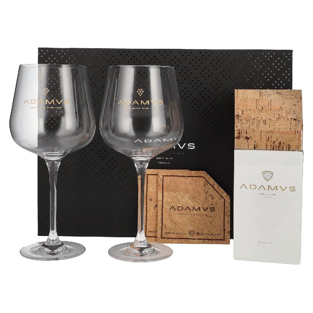 delicando Adamus Dry Gin Organic Limited Edition 2020 44 4% Vol. 0 7l in Geschenkbox mit 2 Gläsern & Kork Untersetzer