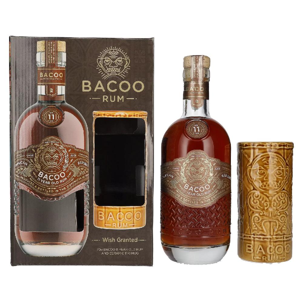 delicando Bacoo 11 Years Old Rum 40% Vol. 0 7l in Geschenkbox mit Tiki Mug