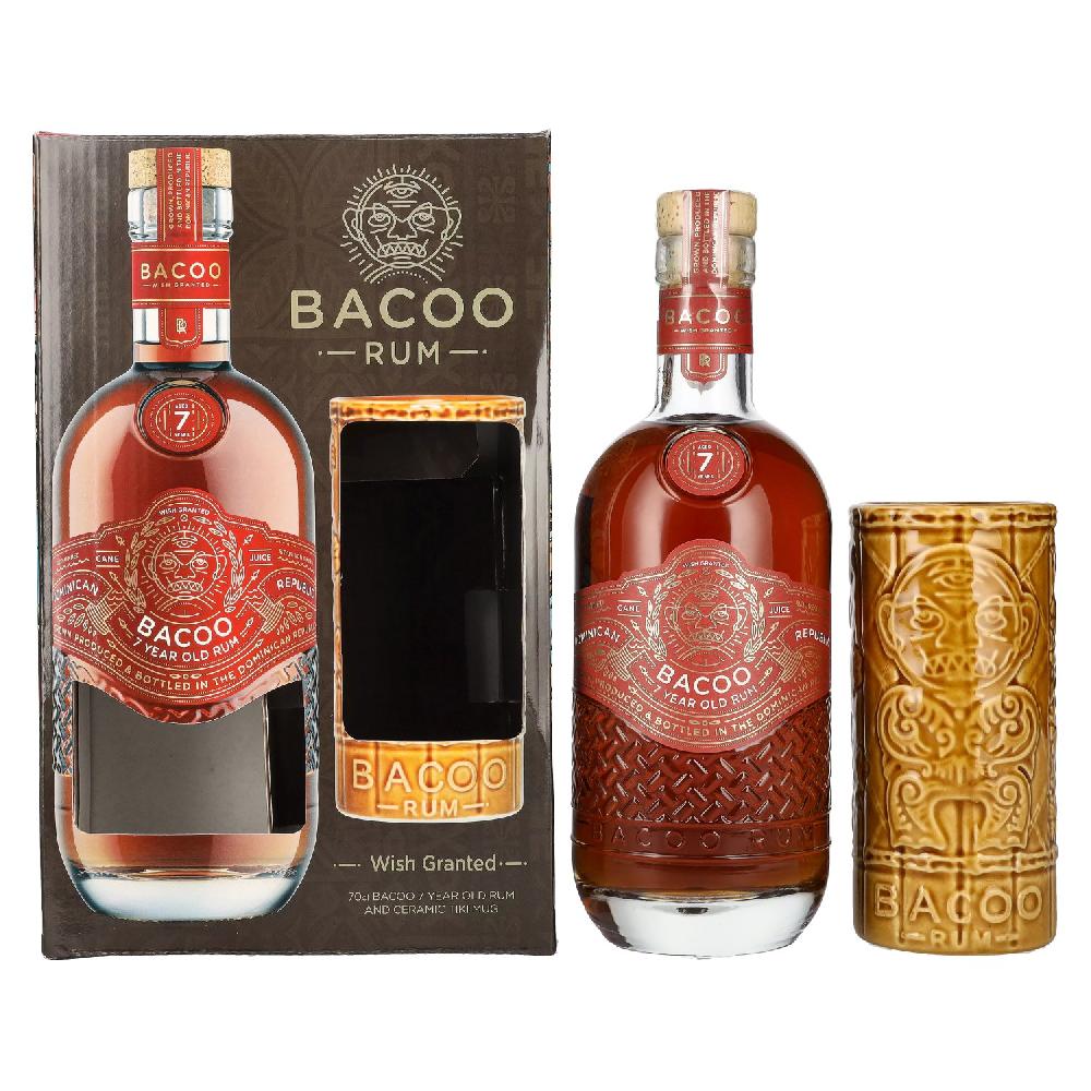 delicando Bacoo 7 Years Old Rum 40% Vol. 0 7l in Geschenkbox mit Tiki Mug