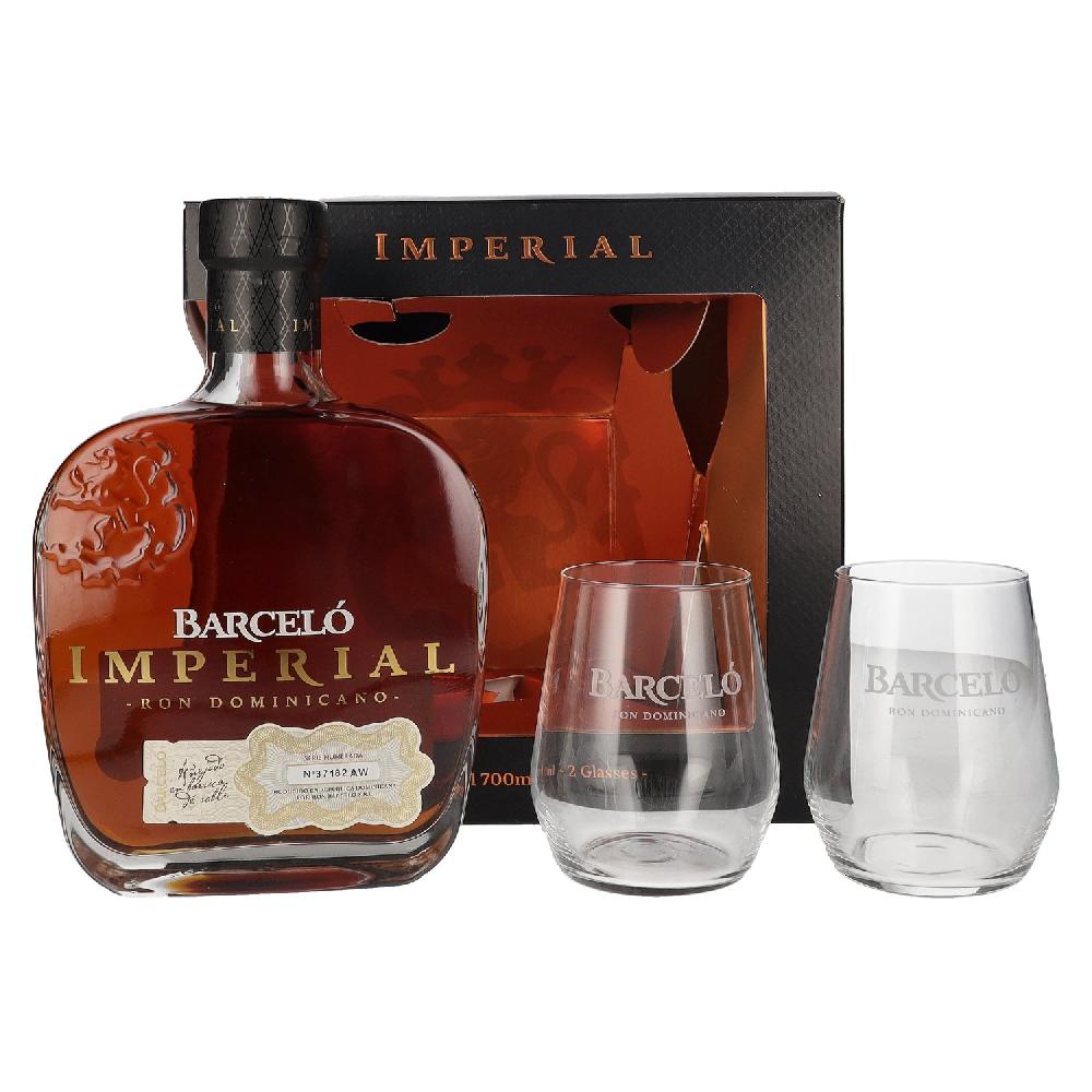 delicando Barceló Imperial Ron Dominicano 38% Vol. 0 7l in Geschenkbox mit 2 Gläsern