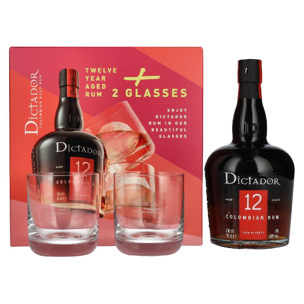 delicando Dictador 12 Years Old ICON RESERVE Colombian Rum 40% Vol. 0 7l in Geschenkbox mit 2 Gläsern