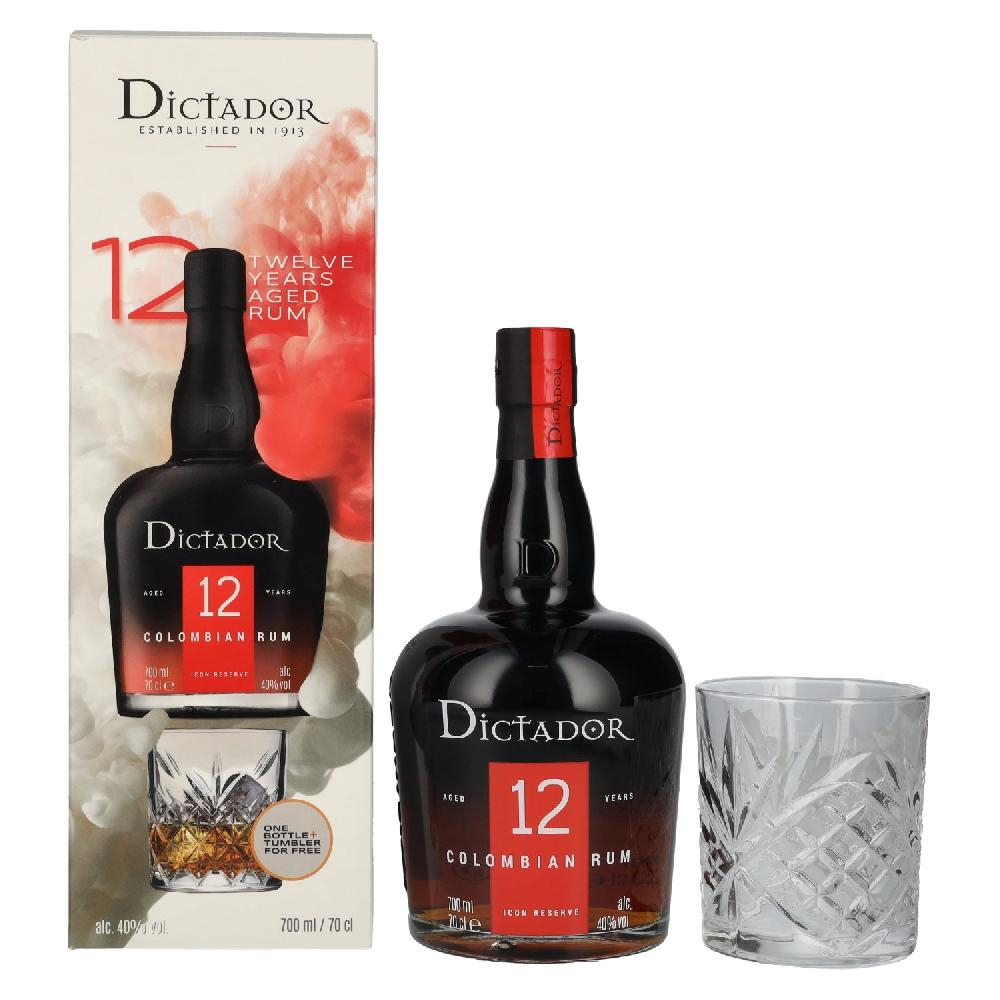 delicando Dictador 12 Years Old ICON RESERVE Colombian Rum 40% Vol. 0 7l in Geschenkbox mit Glas