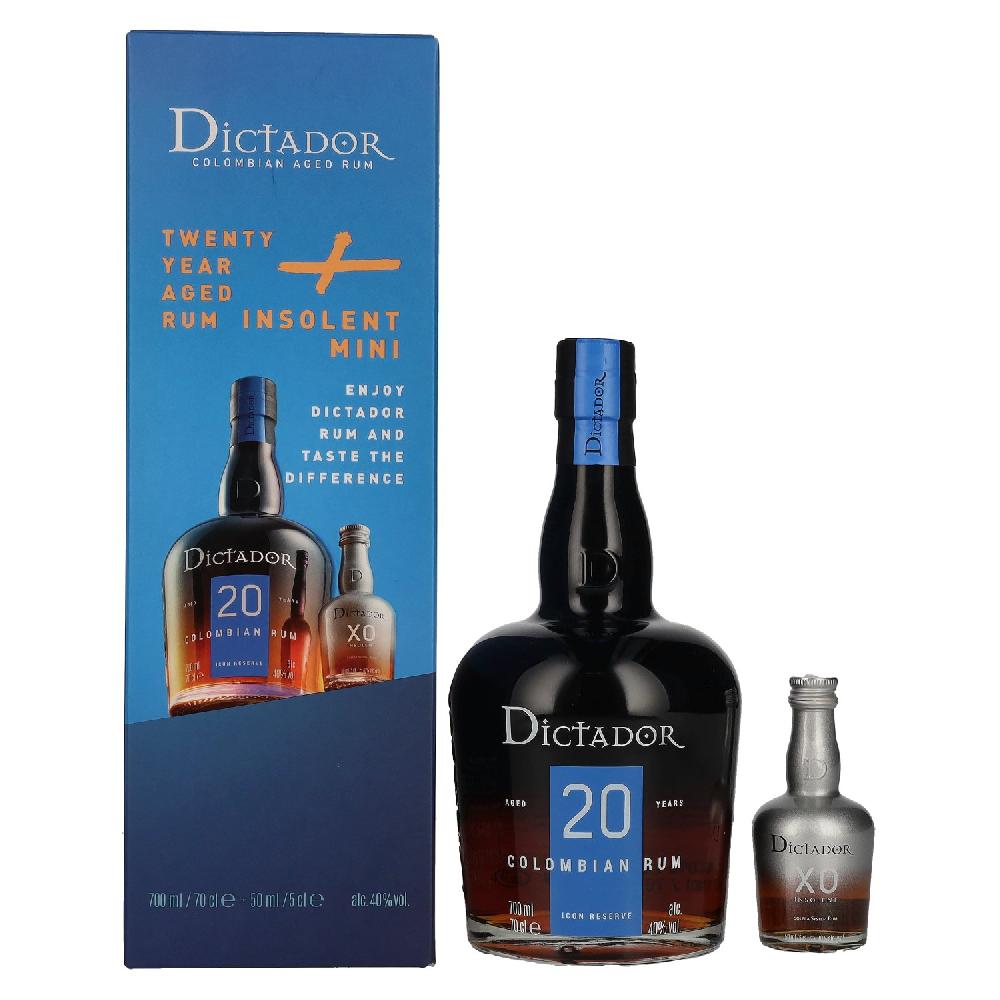 delicando Dictador 20 Years Old ICON RESERVE Colombian Rum 40% Vol. 0 7l in Geschenkbox mit Dictador XO Insolent Miniatur 0 05l Riesige Rabatte