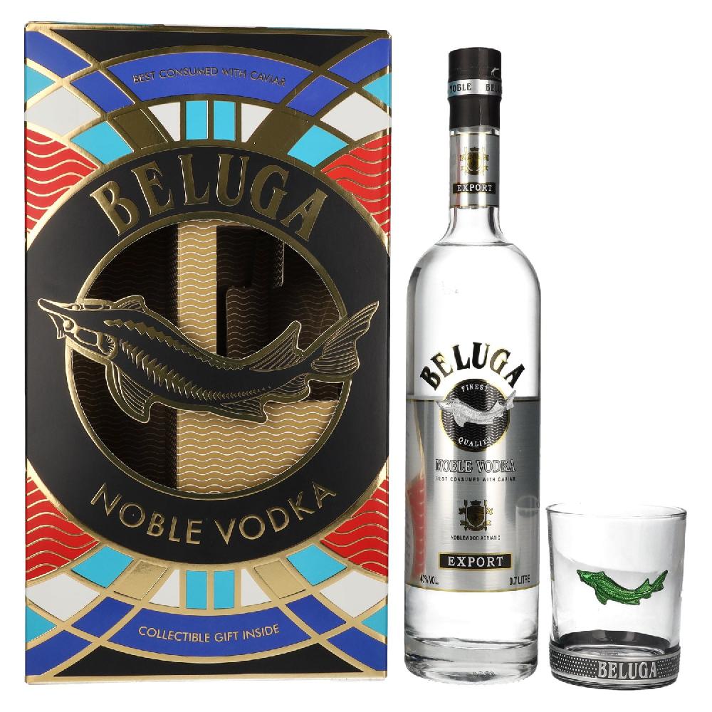 delicando Beluga Noble Vodka EXPORT Montenegro 40% Vol. 0 7l in Geschenkbox mit Glas