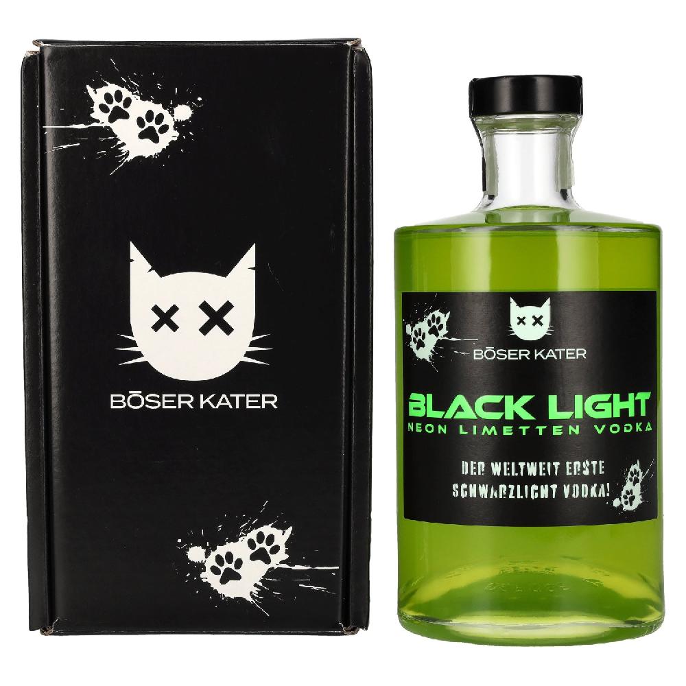 delicando BÖSER KATER Black Light Neon Limetten Vodka 40% Vol. 0 5l in Geschenkbox