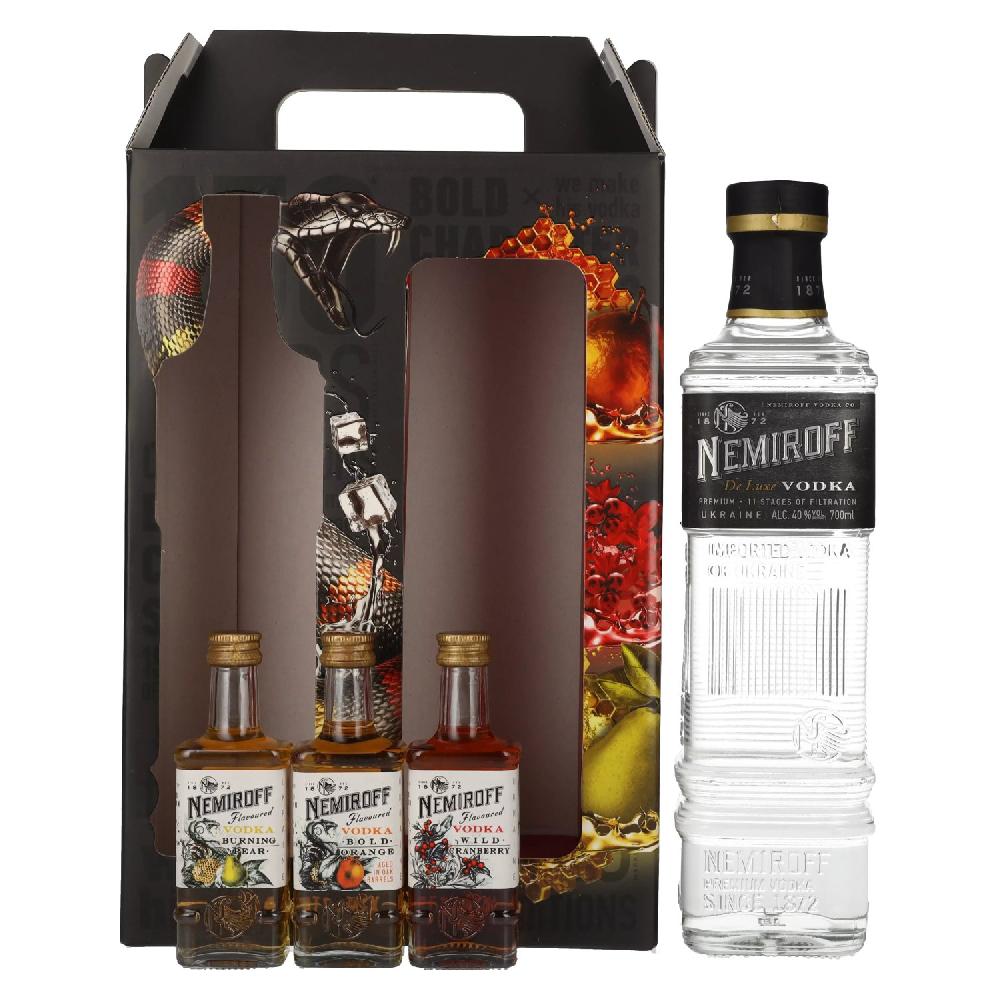 delicando Nemiroff Vodka Set 40% Vol. 0 7l in Geschenkbox mit 3x0 05l