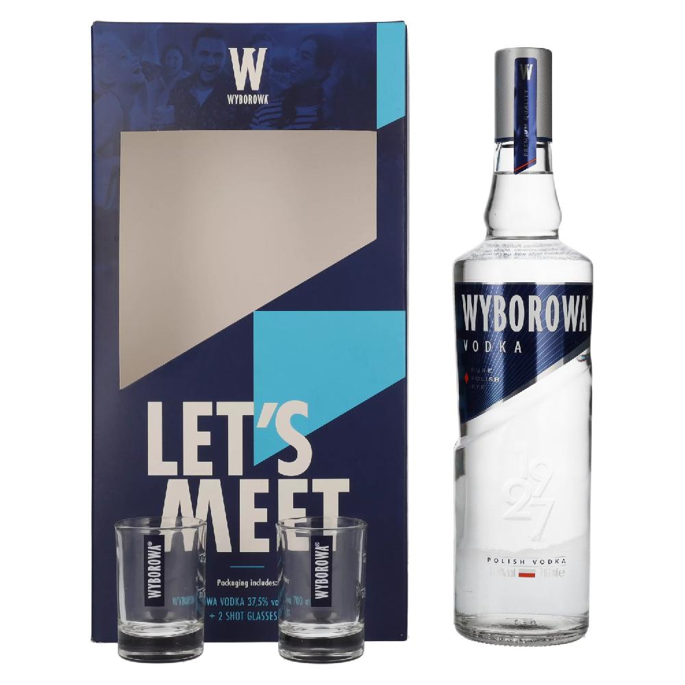 delicando Wyborowa Wódka 37 5% Vol. 0 7l in Geschenkbox mit 2 Shotgläsern